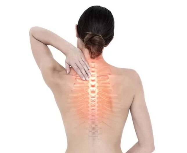 Pain in the thoracic spine with osteochondrosis